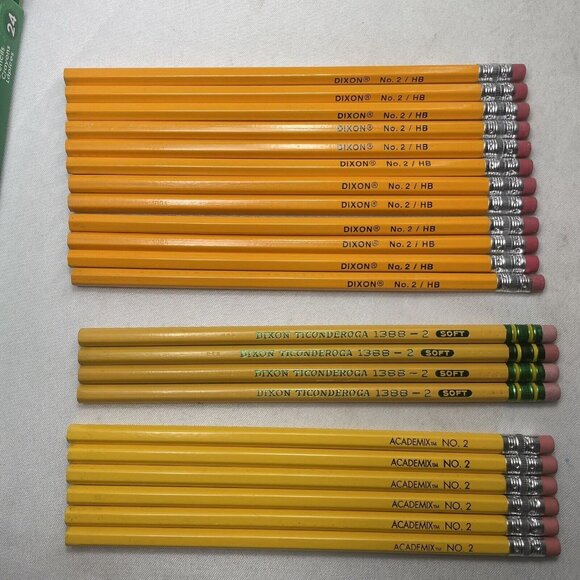 Vintage Wood Pencil No. 2 Lot Unsharpened Academic Dixon HB And Ticonderoga Soft - Picture 13 of 15